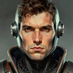 the doomslayer as a realistic scifi cyberpunk knight, closeup portrait art by donato giancola and greg rutkowski, vintage retro scifi, realistic face, digital art, trending on artstation, symmetry!!!