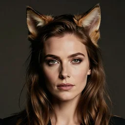 medium shot of a female model with cat ears, by annie leibovitz