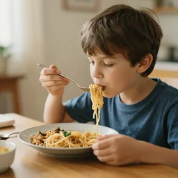 boy eating his dinner