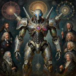 highly detailed portrait of an optical illusion dmt entity mecha, painting by gaston bussiere, craig mullins, j. c. leyendecker, lights, art by ernst haeckel, john william godward, hammershøi, alex grey, dmt, symmetric, masterpiece details, hyper - detailed, hd, hdr, 4 k, 8 k