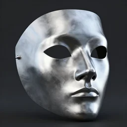 concept design for a solid plate featureless metallic mask, 3 d render, volumetric lighting, unreal engine, reflective material