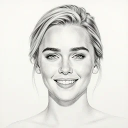 an amaze - art painting of emilia clarke using single line, realism, smiling face