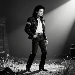 michael jackson as gigachad meme, Black and white