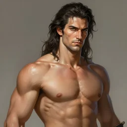 photo portrait of ian bohen as poseidon, greek god, dark hair, masculine, mature, handsome, upper body, muscular, shiny skin, fantasy, intricate, elegant, highly detailed, digital painting, artstation, concept art, smooth, sharp focus, illustration, art by gaston bussiere and greg rutkowski