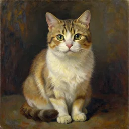 A painting of a cat, full subject, by Leonardo da Vinci, by Ross Tran, By Claude Monet, Trending on Artstation