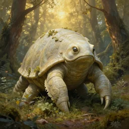 tardigrade statue in the forest, aged, ethereal, highly detailed, overgrowth, fantasy, intricate, elegant, golden hour, digital painting, masterpiece, 8 k