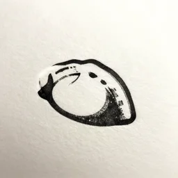 a modern graphic design logo of a dumpling, ink stamp on paper