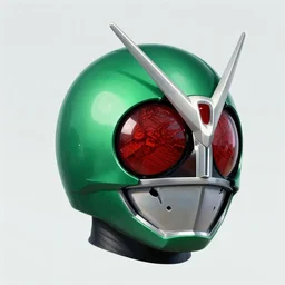 gundam head, v - fin, octane render, soft light, mekka, behance, vector, highly detailed illustration, realistic, kamen rider green metal design, artstation. com, by greg rutkowski,