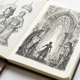 sketchbook pages magical, magnificent, close up, details, sharp focus, elegant, highly detailed, illustration of movie scene from the godfather, by jordan grimmer and greg rutkowski, intricate, beautiful, trending artstation, pixiv, digital art,