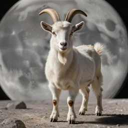 professional photo goat on four feet on the moon, closeup shot, hyperrealistic masterpiece, trending on artstation, cgsociety, kodakchrome, golden ratio, cinematic, composition, beautiful lighting, hyper detailed, sharp focus, octane render, 4 k, unreal engine