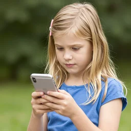 little blonde girl with iphone by eloise wilkins