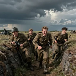 laughing!!!!!!!!!!!!!!!!!!! and running!!! though the trenches in wwii by waterhouse, craig mullins, ruan jia, gustave klimt