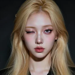 lazy eye melting hyper realistic photograph of blonde korean girl alice,, dramatic lighting alice in wonderland, dj sura face, artgerm, ilya kuvshinov