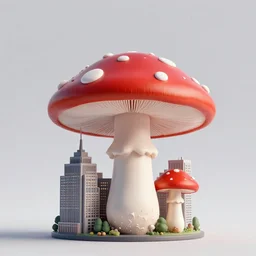 a building shaped like an amanita muscaria in the New York skyline