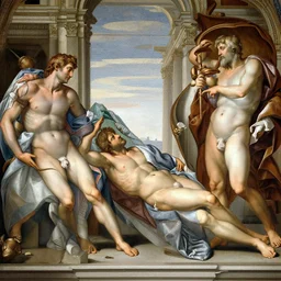 humans fall flat, highly detailed, art by michelangelo,