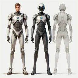 concept art, stylized proportions, long thin legs, large shoulders, concept design, sketch, male, science fiction suit, helmet, in the style of darren bartley, trending on artstation