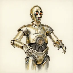 a pencil sketch by leonardo davinci of the droid c 3 po, machine, sketch, da vinci, old masters, paper,