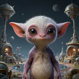 highly detailed closeup portrait of a cute extraterrestrial goblin's favorite moonbase, unreal engine, nicoletta ceccoli, mark ryden, earl norem, lostfish, global illumination, detailed and intricate environment