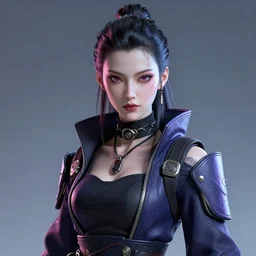 ultra high resolution 3 5 mm portrait of a stunning female alien cyberpunk samurai