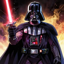 darth vader from star wars anime character style high detail emotion jojo bizarre style