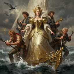 the queen of all the seas, fantastical, turbulent, highly detailed, digital painting, artstation, concept art, smooth, sharp focus, illustration, unreal engine 5, 8 k, art by stanley artgerm lau, wlop, rossdraws, frank frazetta, andrei riabovitchev, marc simonetti, and alphonse mucha and edgar maxence treanding on artstation