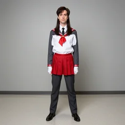 dwight schrute ( the office, rainn wilson ) cosplaying as usagi tsukino, full length, wide angle, flash photography, dragoncon