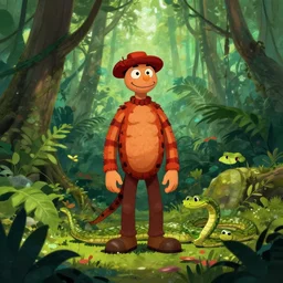 where's wally, in a dense jungle with snakes