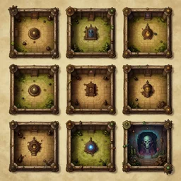 dungeon map by dysonlogos, nine rooms, map of osr dungeon, 1 0 foot, map of tomb of horror, trending of artstation, old school essentials