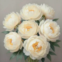 beautiful cluster of cream and ivory flowers, peonies, by james jean, pastel colors,