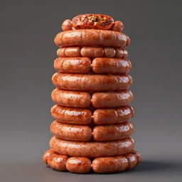 sausage tower. hyperdetailed photorealism - n 9