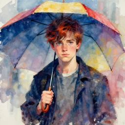 hero portrait shot from netflix show'the umbrella academy'done in 5 0's style, impressionistic, colorful, digital art, oil paintings, watercolor