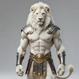 aesthetic portrait commission of a  of a male fully furry muscular anthro albino lion  with a tail and a beautiful attractive hyperdetailed face, wearing ancient roman attractive gladiator outfit in a sci-fi dystopian roman coliseum  at golden hour with crowds of people watching in the stadiums behind him. Character design by charlie bowater, ross tran, artgerm, and makoto shinkai, detailed, inked, western comic book art, 2021 award winning film poster painting