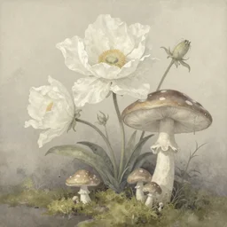 muted color!! ( ( ( ( ( ( ( ( ( ( ( ( ( ( soft soft soft soft soft watercolor of a giant flowers, giant mushrooms, moss ( ( knome ) ) painterly, granular dripping running. very muted colors. ) ) ) ) ) ) ) ) ) ) ) ) ) ) by jean - baptiste monge!!!!!!!!!!!!!!!!!!!!!