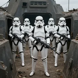 a photograph of a star wars imperial stormtroopers in the trenches of ww 2