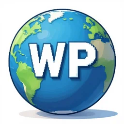 the earth with the text wp inside, pixel arts, highly detailed