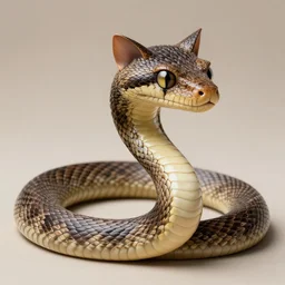 snake with a cat head, animal fusion, animal hybrid