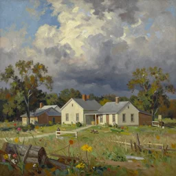 beautiful oil painting of bishop hill colony illinois by olof krans