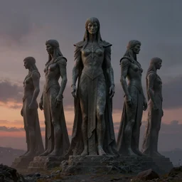 Argonath statues, evening, detailed matte painting, cinematic, Alan Lee, Artstation