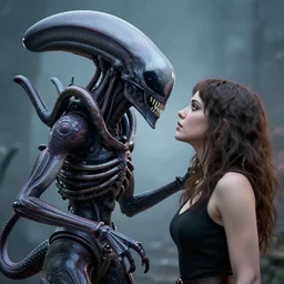 a photo of a fusion between xenomorph and a woman, highly detailed