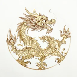 chinese dragon art on white paper