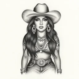 michal karcz drawing of a woman in the style of chicano street style tattoo