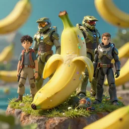 studio ghibli, banana, island, by asher durand. intricate artwork by tooth wu and wlop and beeple and dan mumford and greg rutkowski and nekroxiii. halo. octane render, cinematic, hyper realism, octane render, 8 k, depth of field, bokeh. iridescent accents. vibrant