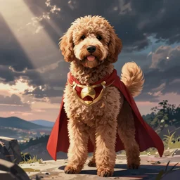 sheepadoodle superhero, by makoto shinkai