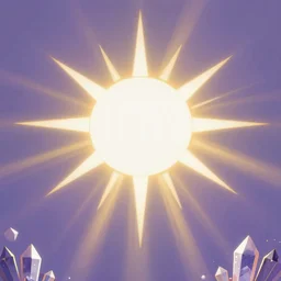 rising sun white subtle dawn purple gold god rays crystals simple background graphic ultra simplified fai khadra gaika style