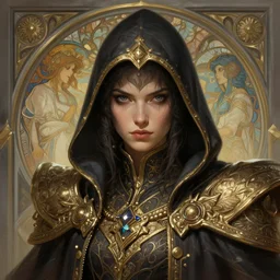 portrait of a hacker, cyberpunk, deep focus, intricate, elegant, regal, highly detailed, digital painting, artstation, concept art, matte, sharp focus, illustration, d & d, fantasy, hearthstone, art by artgerm and greg rutkowski and alphonse mucha