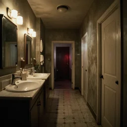 infinite bathroom hallway, horror movie