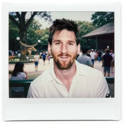 a film still polaroid portrait of a very silly 1 9 5 0's messi, finely detailed features, sun light, at a busy zoo, gapmoe yandere grimdark, trending on pixiv fanbox, painted by greg rutkowski makoto shinkai takashi takeuchi studio ghibli, akihiko yoshida, pixar 3 d still. renderman
