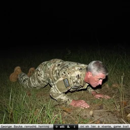 “George bush caught running on all fours, trail cam, game trail, nighttime”