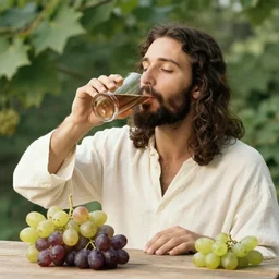 Jesus drinking grape juice