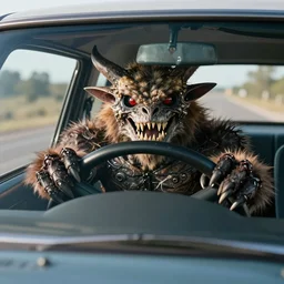deathclaw, monster - behind - the - wheel, monster inside the car, wide lens, 2 4 mm